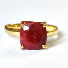 Raw Ruby gemstone silver ring